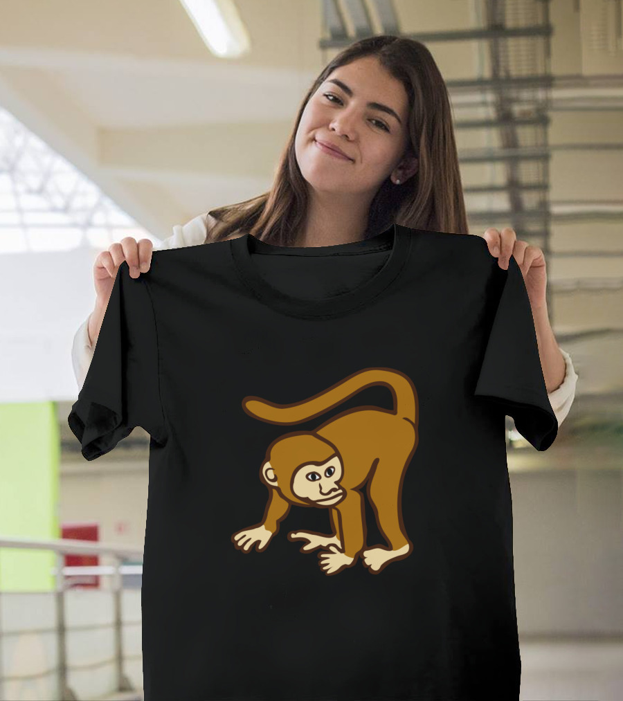 Cute Monkey Chimp Brown Cartoon Character T-Shirt