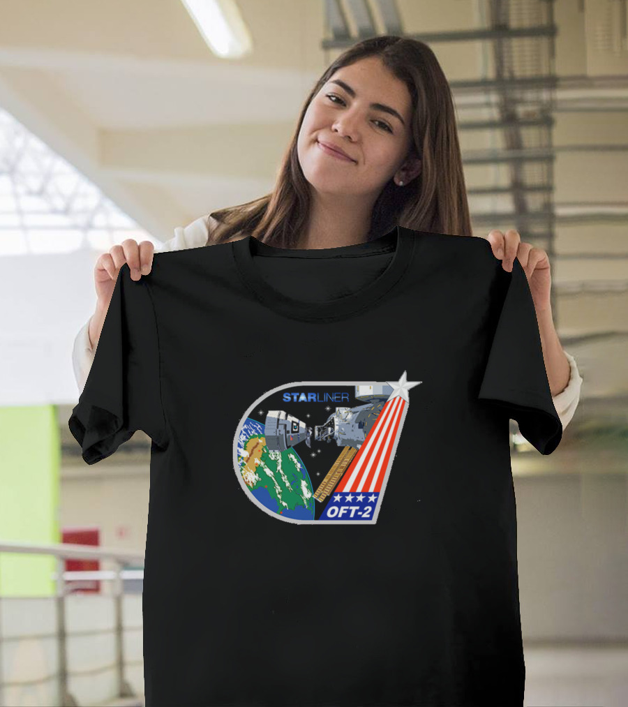 Boeing Starliner OFT-2 Patch Featuring Earth and Capsule T-Shirt