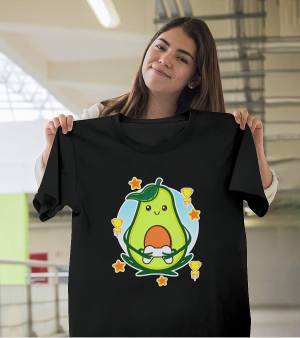 Cute Avocado Gamer With Trophies And Stars T-Shirt