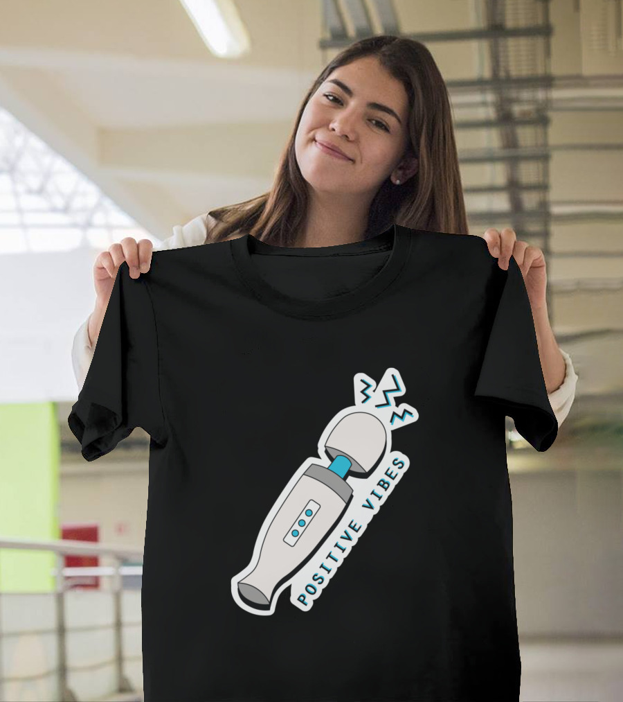 Positive Vibes Massage Wand Icon with Zap Lines T-Shirt