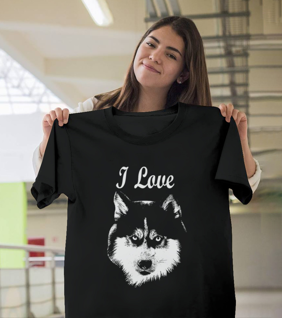 I Love Husky Face T-Shirt