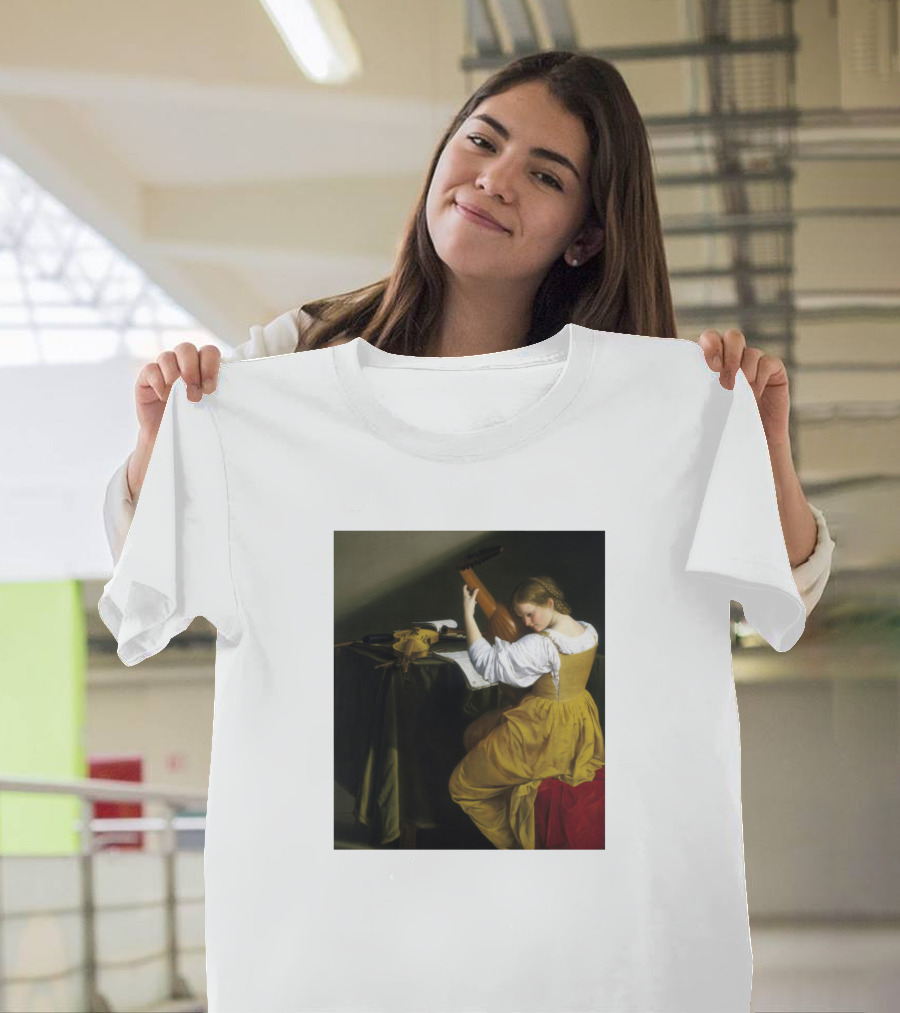 Orazio Gentileschi The Lute Player Renaissance Painting Scene T-Shirt