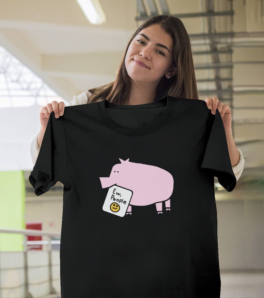 Pink Pig Ew People Emoji Sign T-Shirt