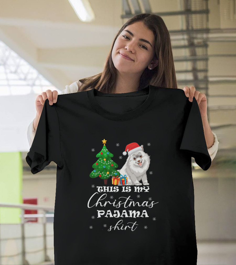 This Is My Christmas Pajama Shirt Samoyed Santa Tree T-Shirt
