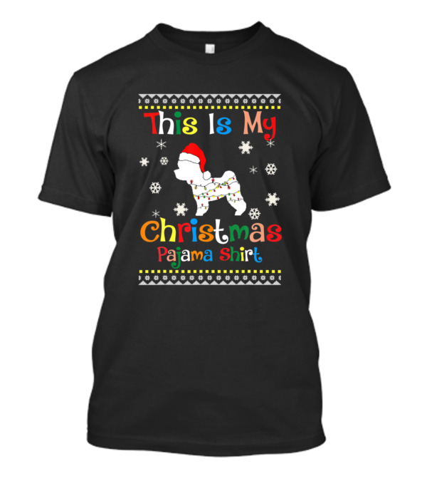 This Is My Christmas Pajama Shirt Bichon Frise Snowflakes Santa Hat T-Shirt