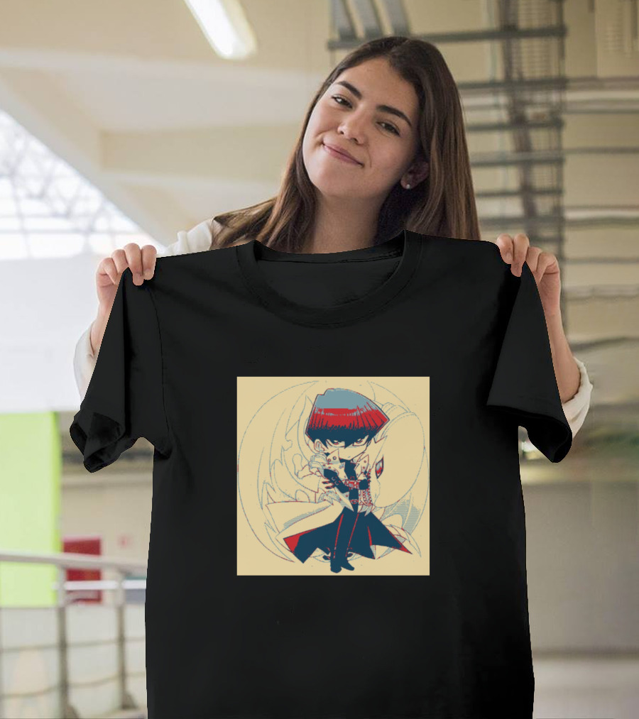 Seto Kaiba Yu-Gi-Oh Chibi Character Holding Blue-Eyes White Dragon T-Shirt