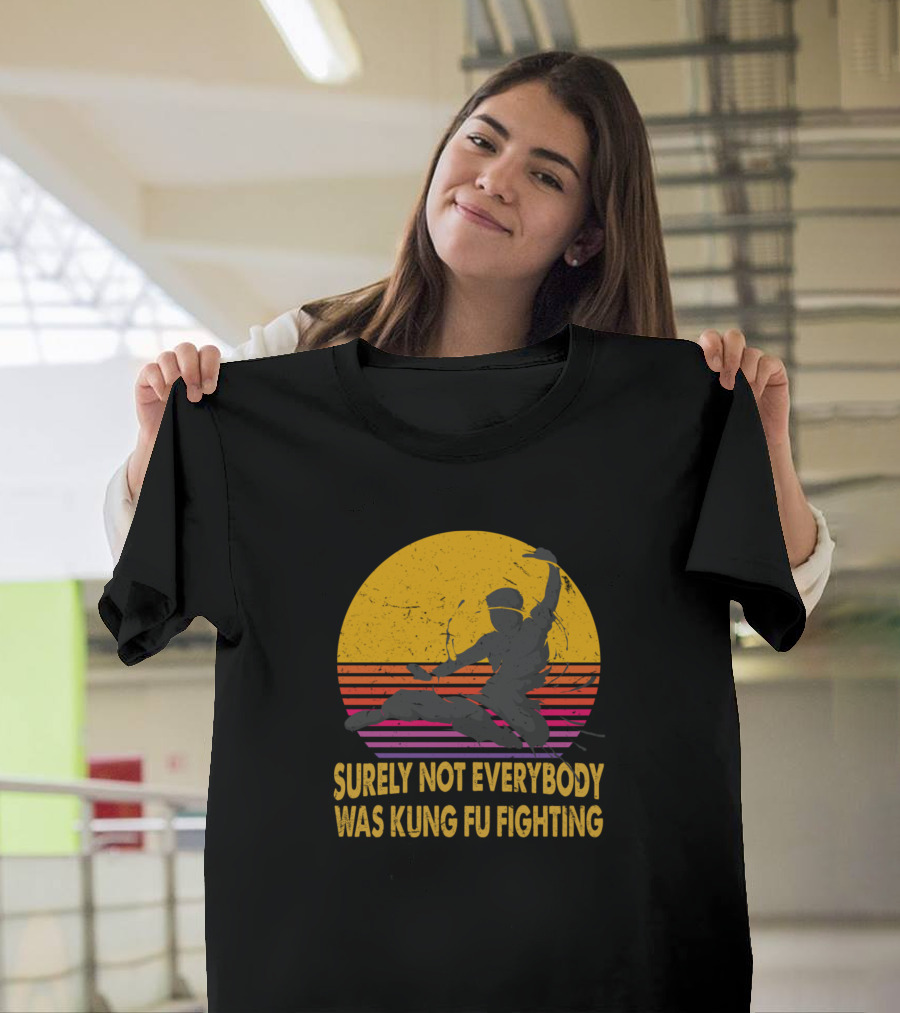 Surely Not Everybody Was Kung Fu Fighting Retro Martial Arts Sunset T-Shirt