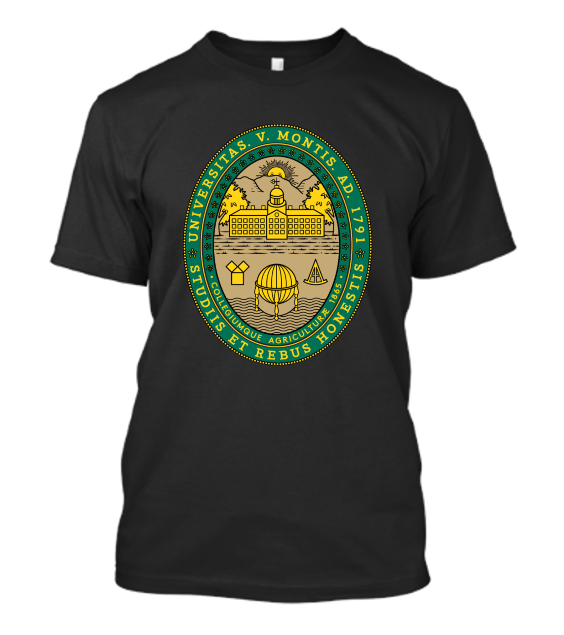 Universitas V. Montis AD 1791 Collegiumque Agriculturae 1865 Studis Et Rebus Honestis T-Shirt