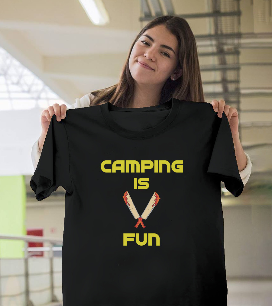 Camping is Fun Retro Fire Axe Adventure T-Shirt