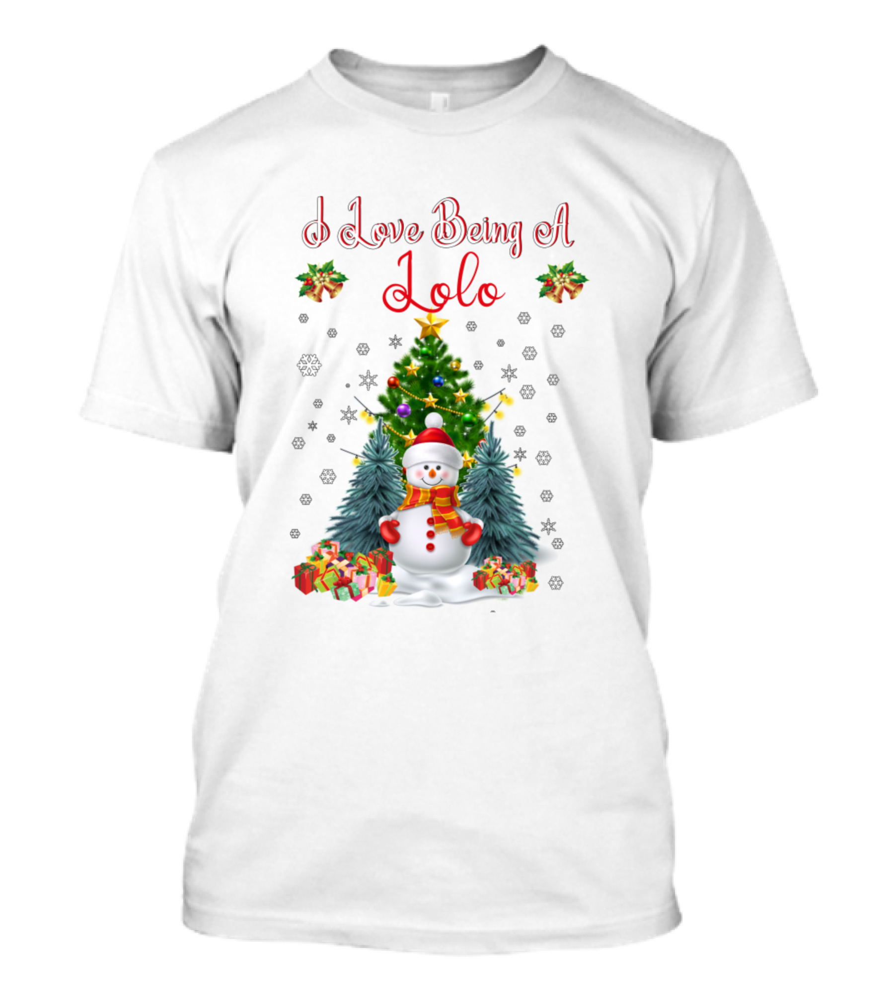 I Love Being A Lolo Snowman Christmas Tree Presents Snowflakes T-Shirt