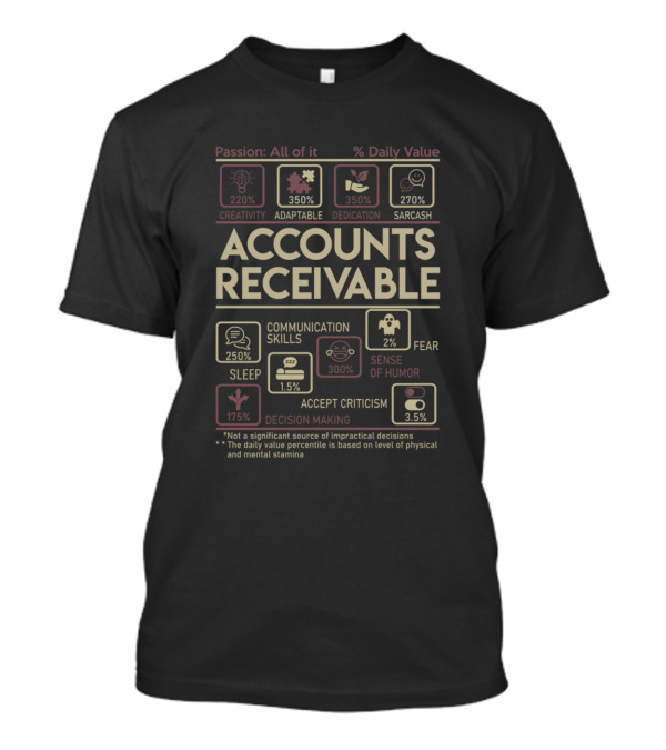 Passion Creativity Adaptable Dedication Sarcasm Humor Accounts Receivable Multitasking Daily Value T-Shirt