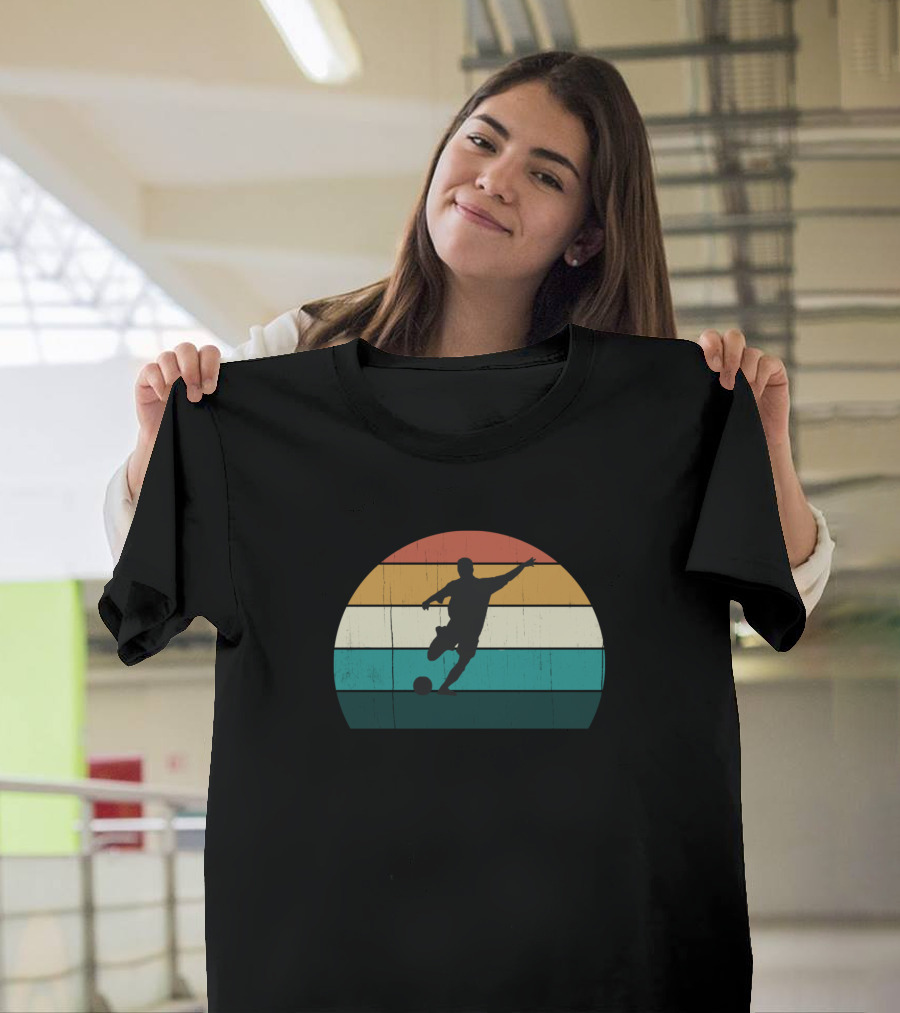 Retro Soccer Player Vintage Cross Striker Goal Kick T-Shirt