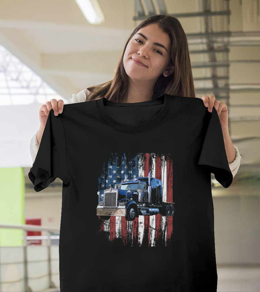 American Flag Trucker Truck Driver Truck T-Shirt