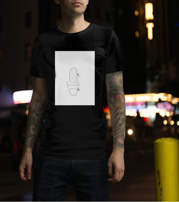 Water In The Dessert Cactus Pot Drawing T-Shirt