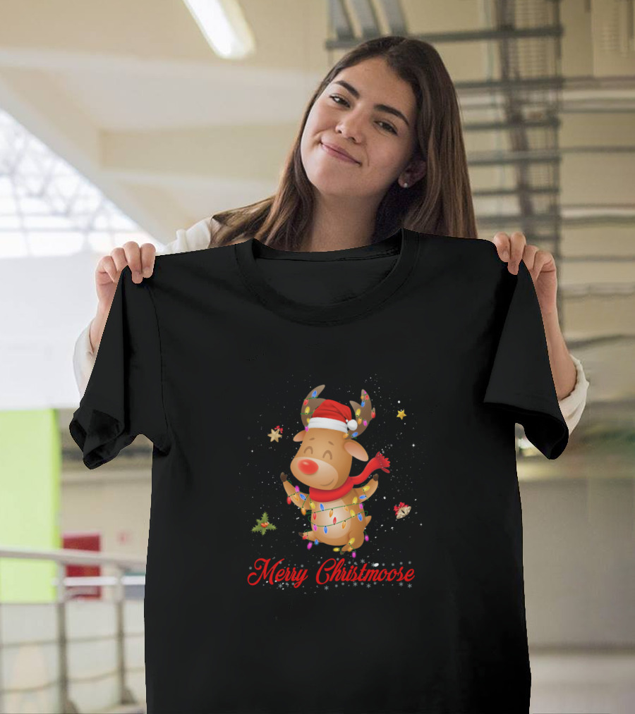 Merry Christmoose Christmas Awesome Moose Xmas Tre Lights T-Shirt