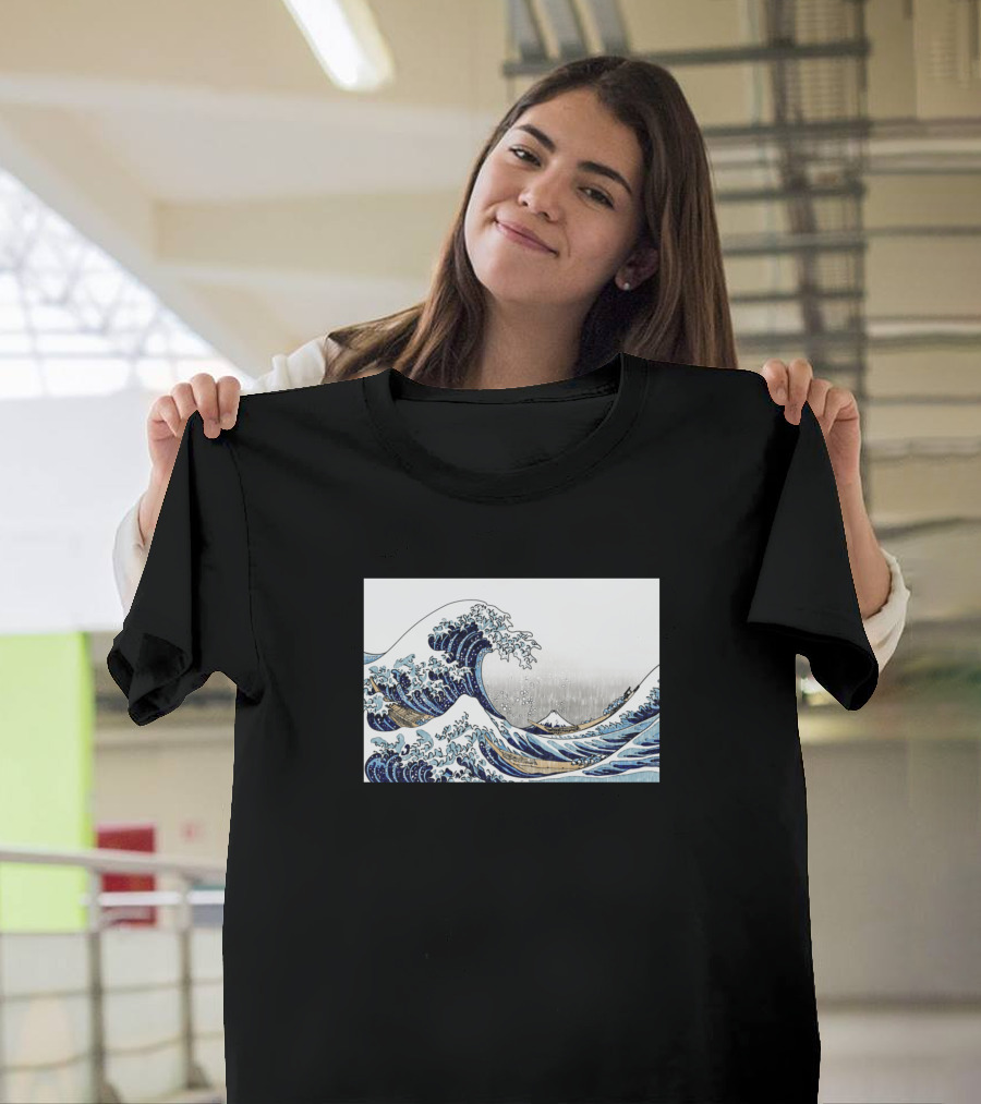 The Great Wave Off Kanagawa Hokusai Marker Reproduction T-Shirt