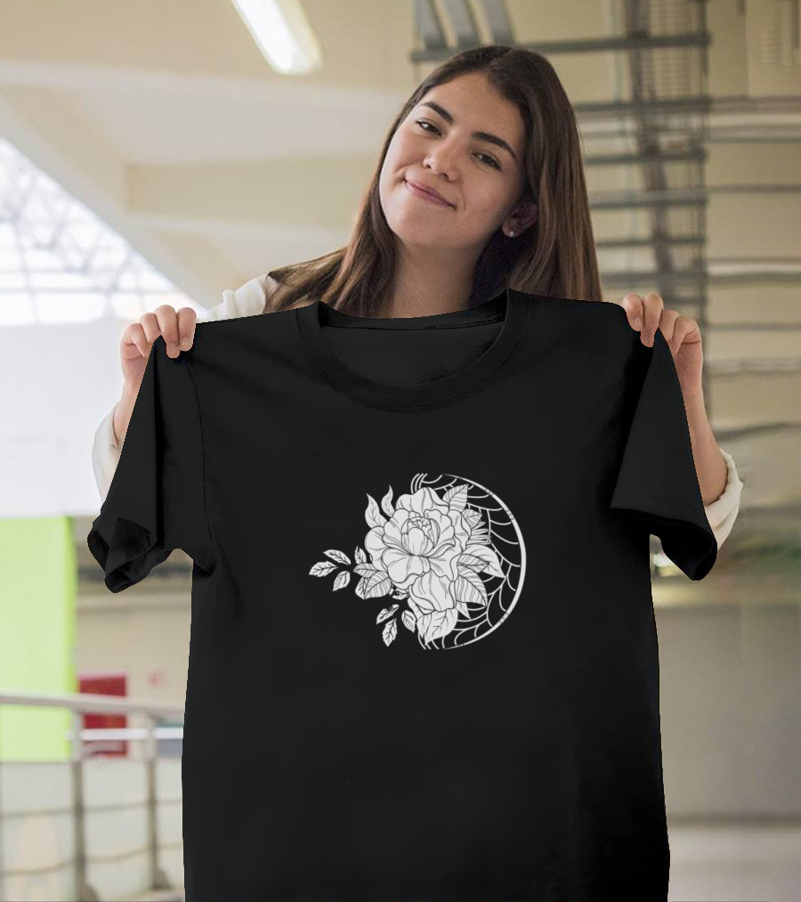 Wonderful Moon With Flower Lineart And Intricate Dreamcatcher Elements T-Shirt