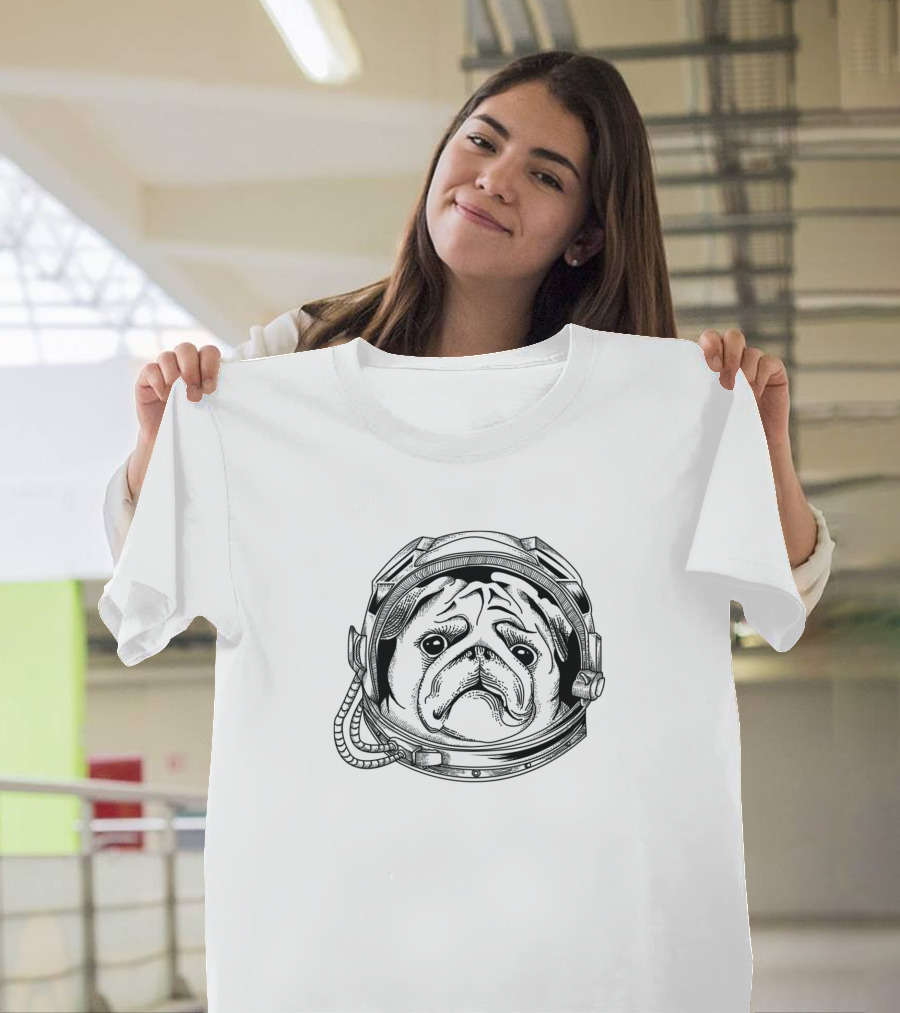 Astropup Pug in Space Helmet T-Shirt