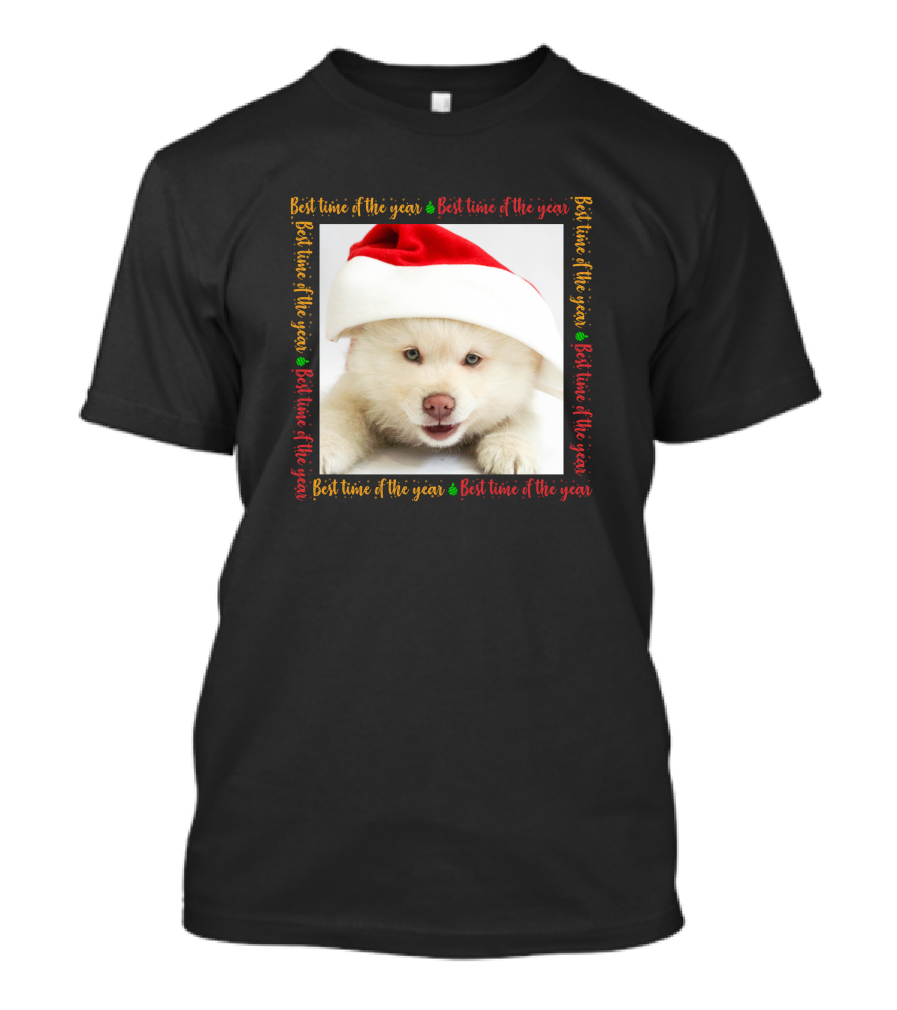 Best Time Of The Year Christmas Puppy Santa Hat T-Shirt