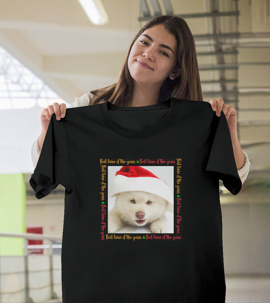 Best Time Of The Year Christmas Puppy Santa Hat T-Shirt