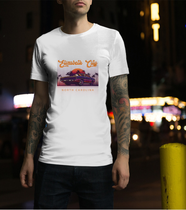 Elizabeth City North Carolina Retro Sunset Vintage 80s Car T-Shirt