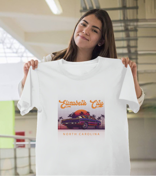 Elizabeth City North Carolina Retro Sunset Vintage 80s Car T-Shirt