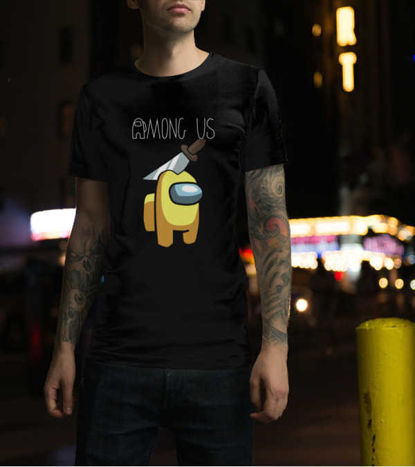 Among Us Yellow Character With Sword Hat T-Shirt