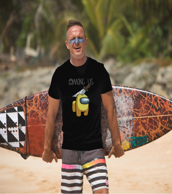 Among Us Yellow Character With Sword Hat T-Shirt