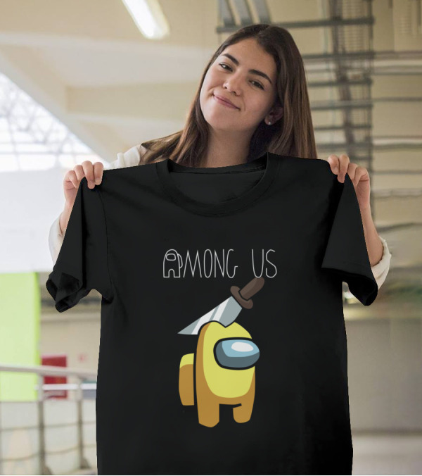 Among Us Yellow Character With Sword Hat T-Shirt
