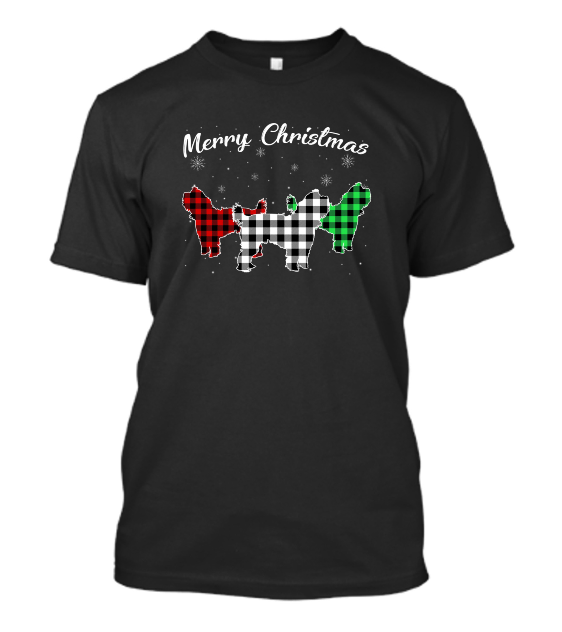 Merry Christmas Yorkshire Terrier Dog Lover Red Green Plaid T-Shirt
