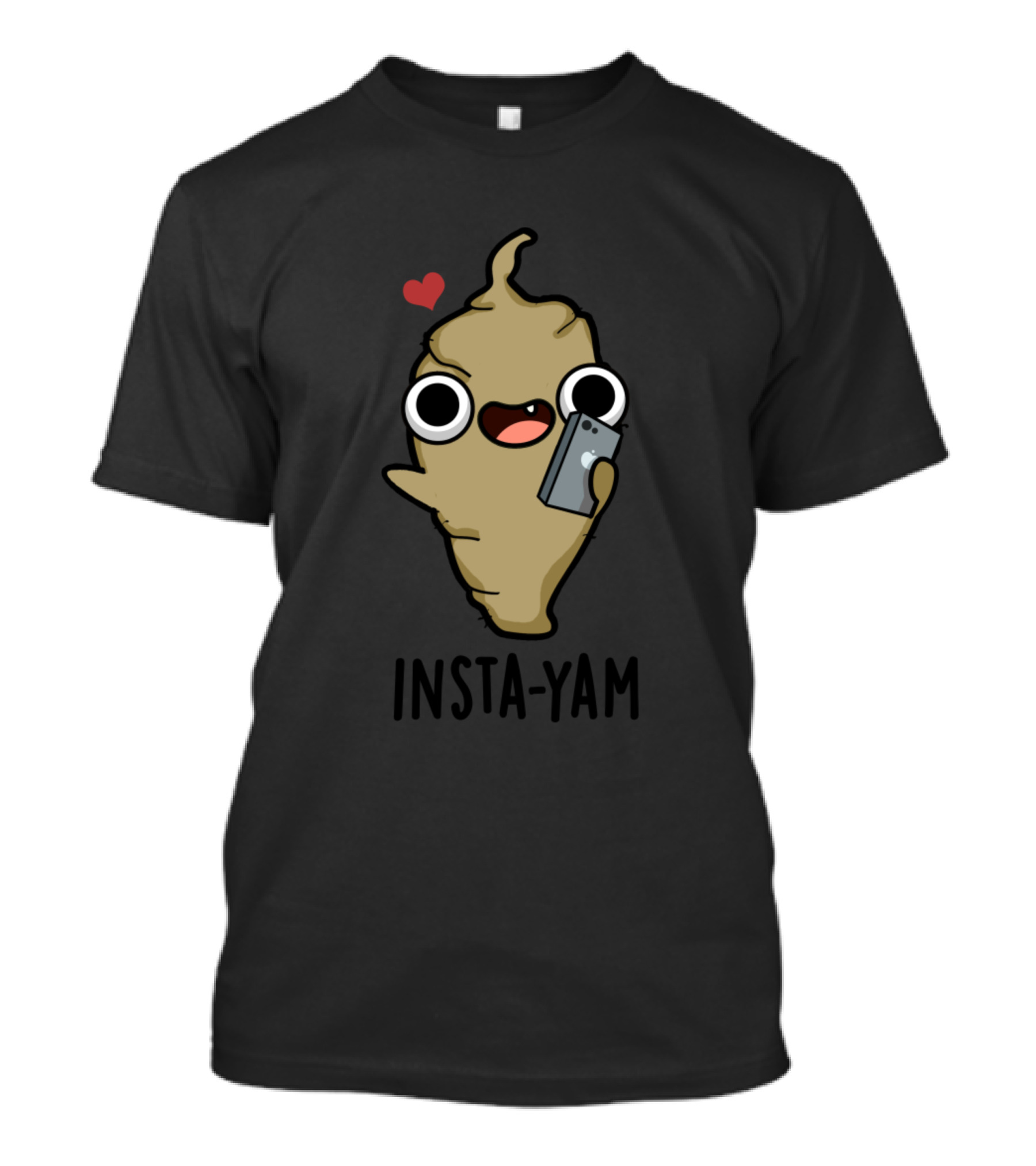 Insta Yam Cute Veggie Pun With Heart And Smartphone T-Shirt