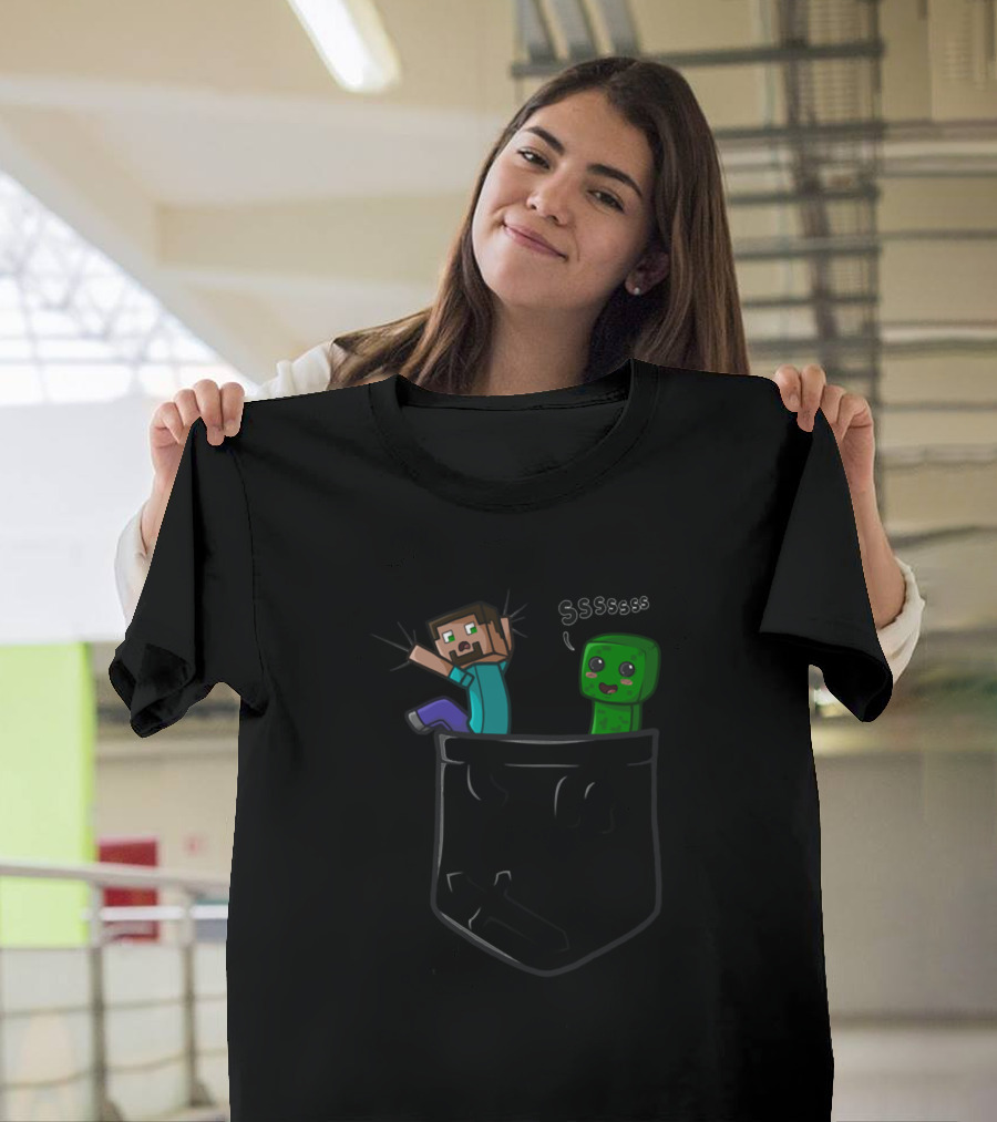 Minecraft Steve Creeper Pocket SSSSSsss T-Shirt