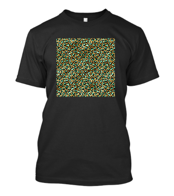 Gold Leopard Print Teal Animal Fur T-Shirt