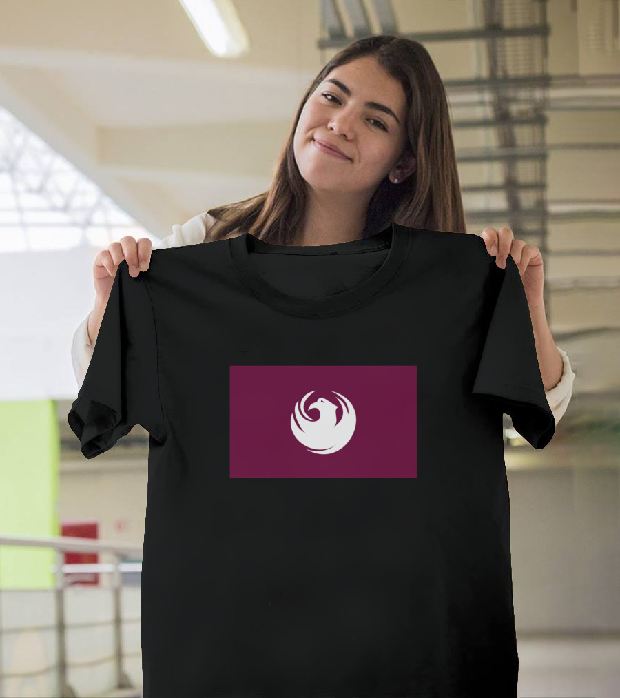 Phoenix City Emblem Circular Symbol Maroon Background T-Shirt