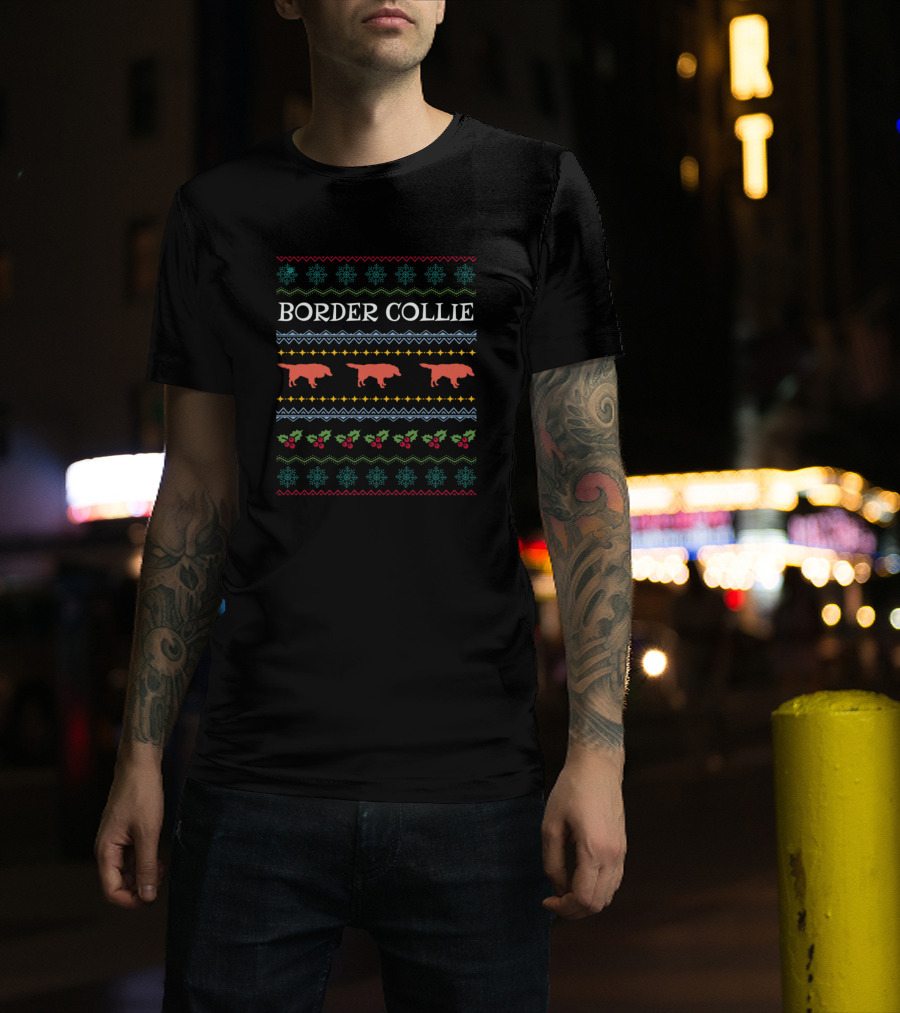 Xmas Border Collie Ugly Sweater Dogs Lover T-Shirt