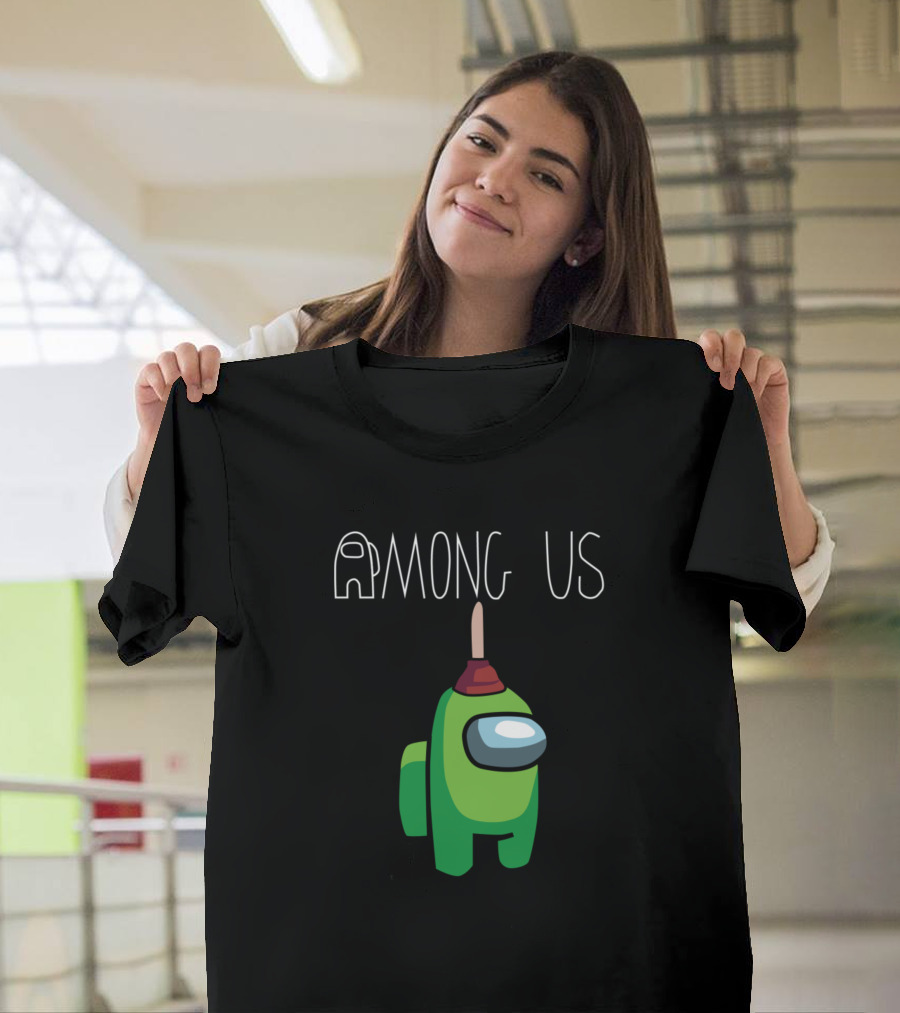 Among Us Light Green Character with Plunger Hat T-Shirt