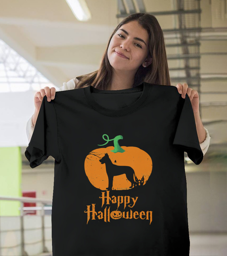 Happy Halloween Dog Great Dane in Pumpkin T-Shirt