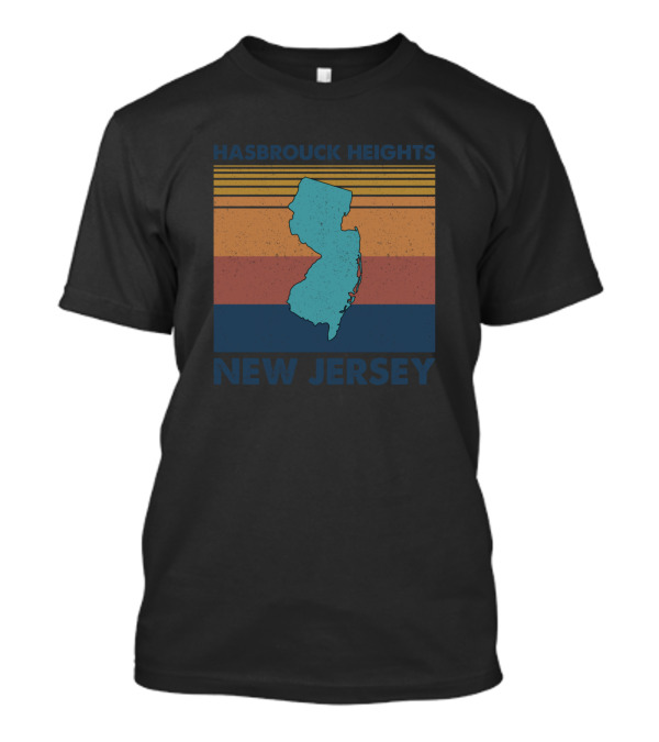 Hasbrouck Heights New Jersey Vintage Retro Map Stripes T-Shirt