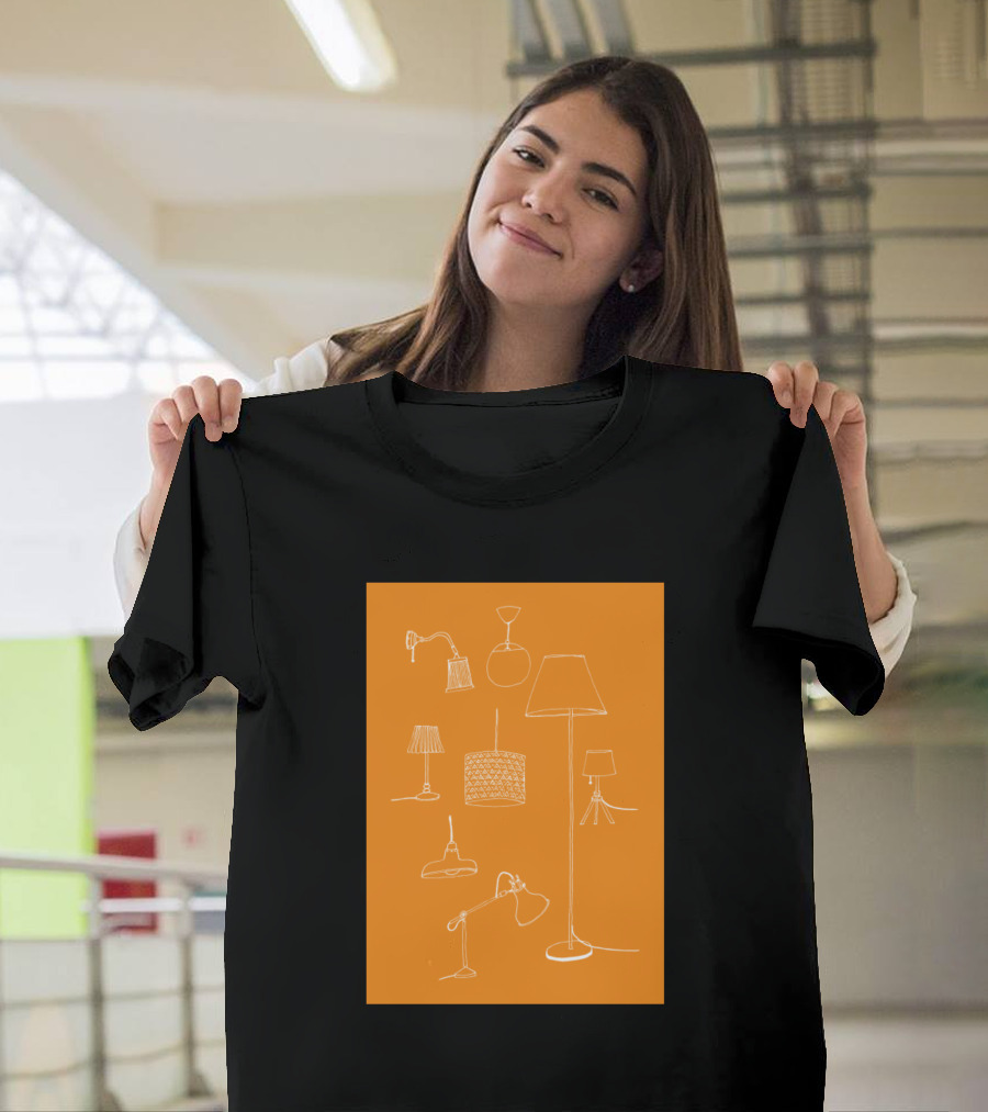 Lamps Lamps Lamps Sketch on Orange Background Lamps Lamps Lamps T-Shirt