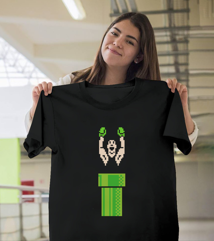 8 Bit Pixel Boxer in Green Pipe T-Shirt