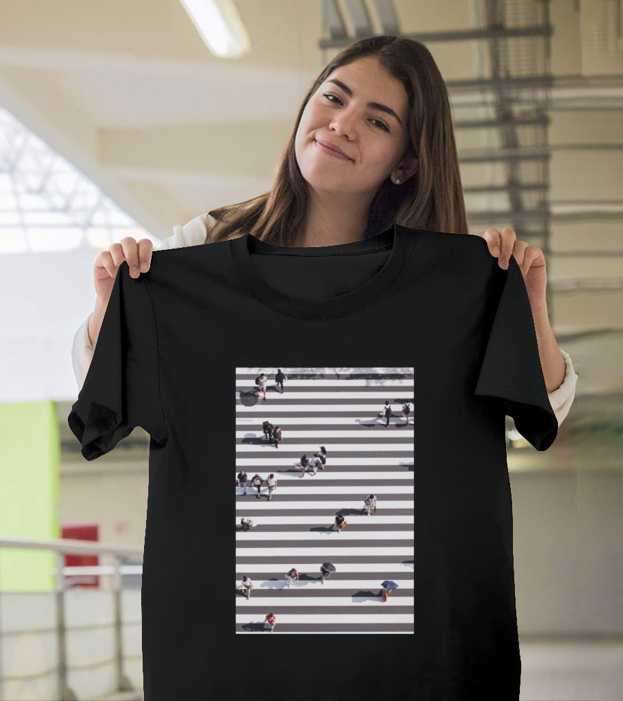 Aerial View of People Walking Across Crosswalk T-Shirt