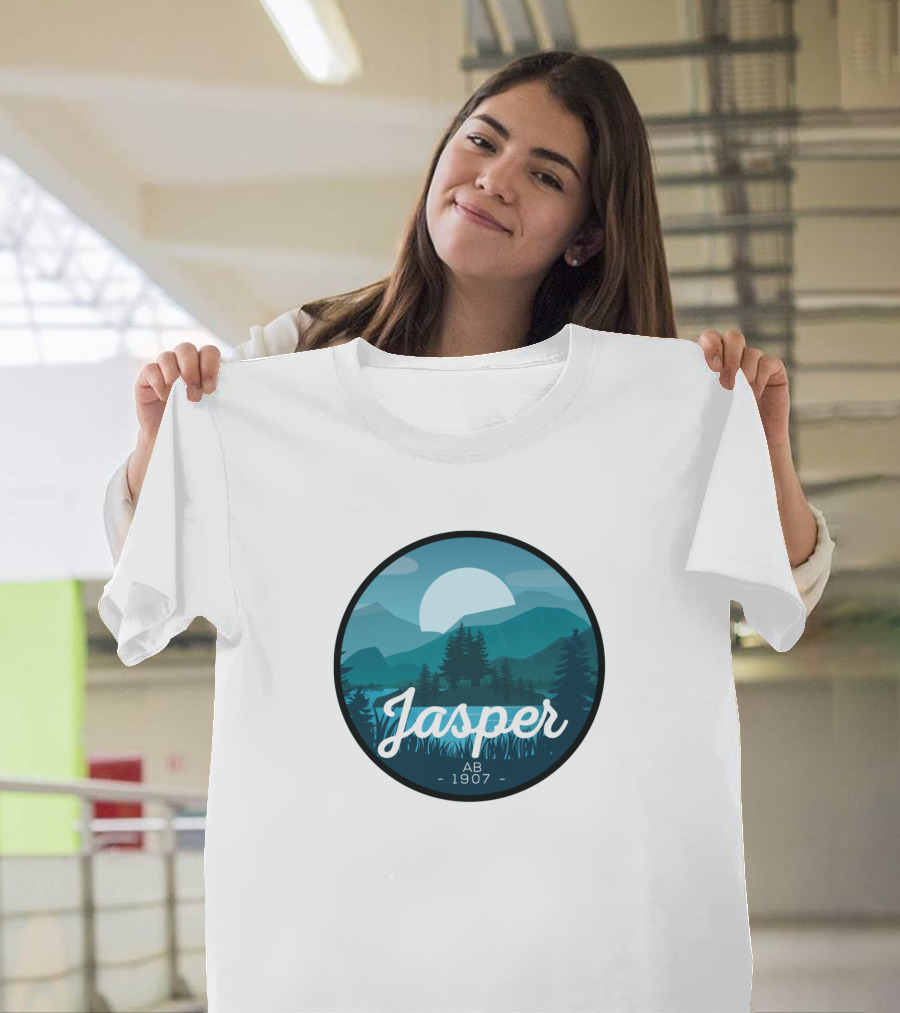Jasper AB 1907 Minimalist Moonlit Mountain Scene T-Shirt