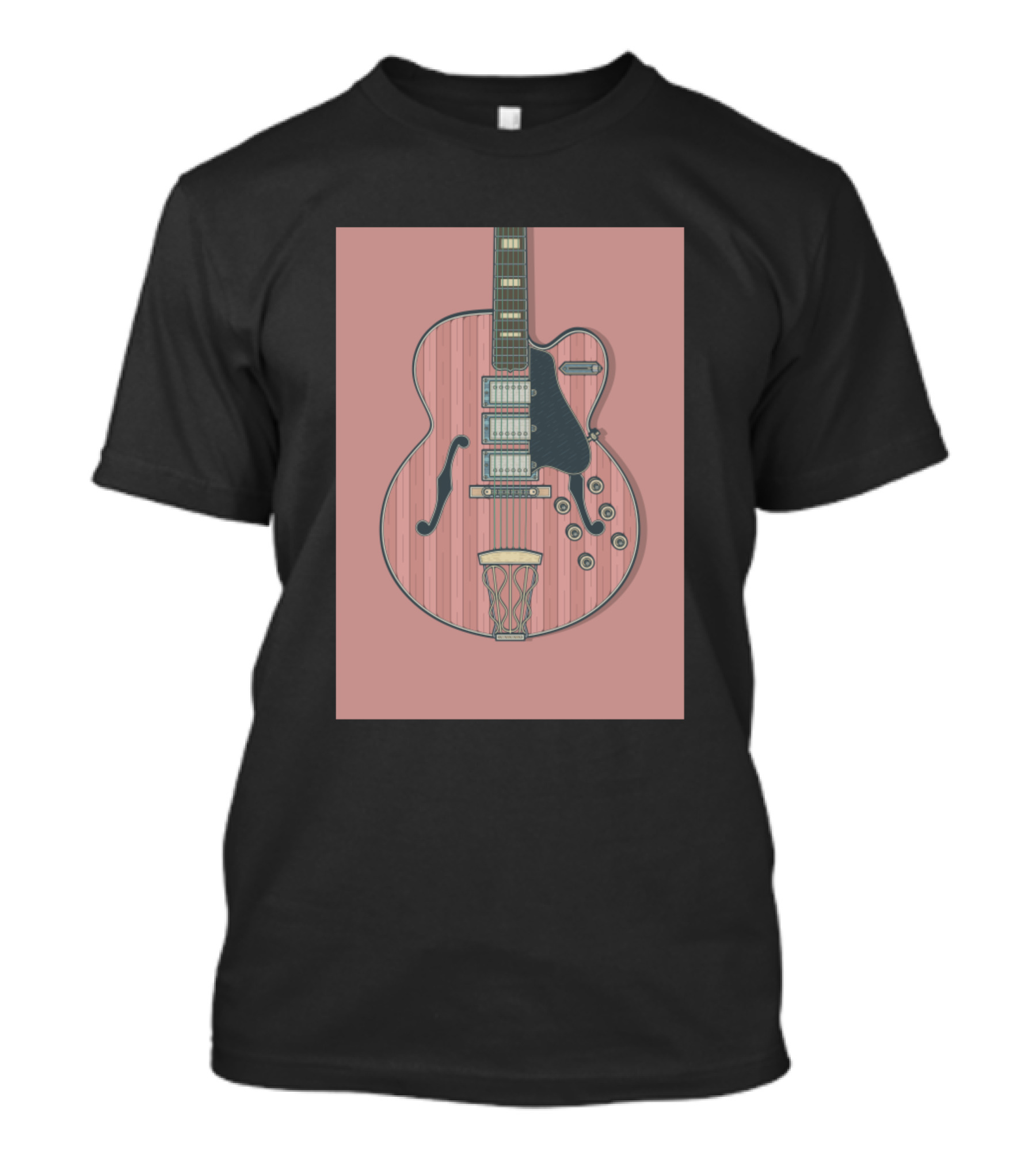 Red Vintage Archtop Guitar With Basketball Hoop Strings T-Shirt