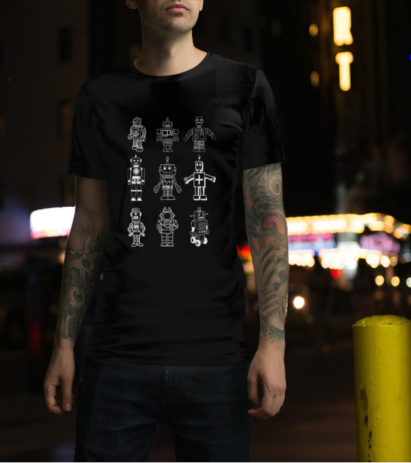 Retro Style Robots Robotics Engineering T-Shirt