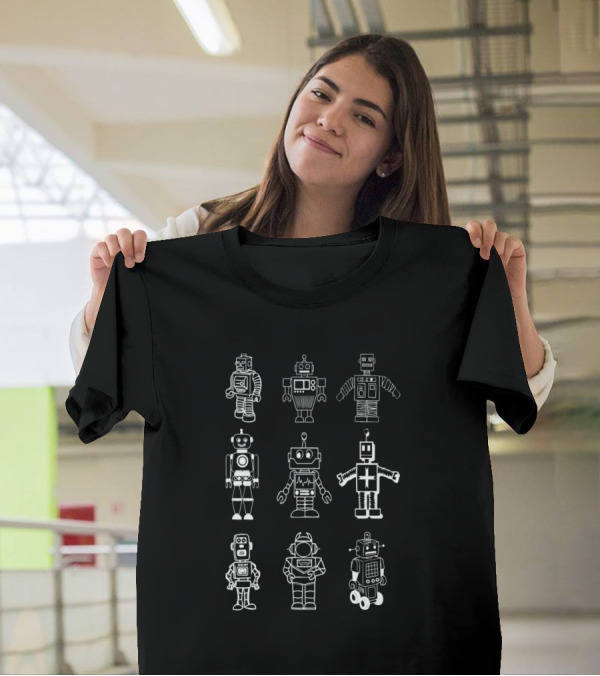Retro Style Robots Robotics Engineering T-Shirt