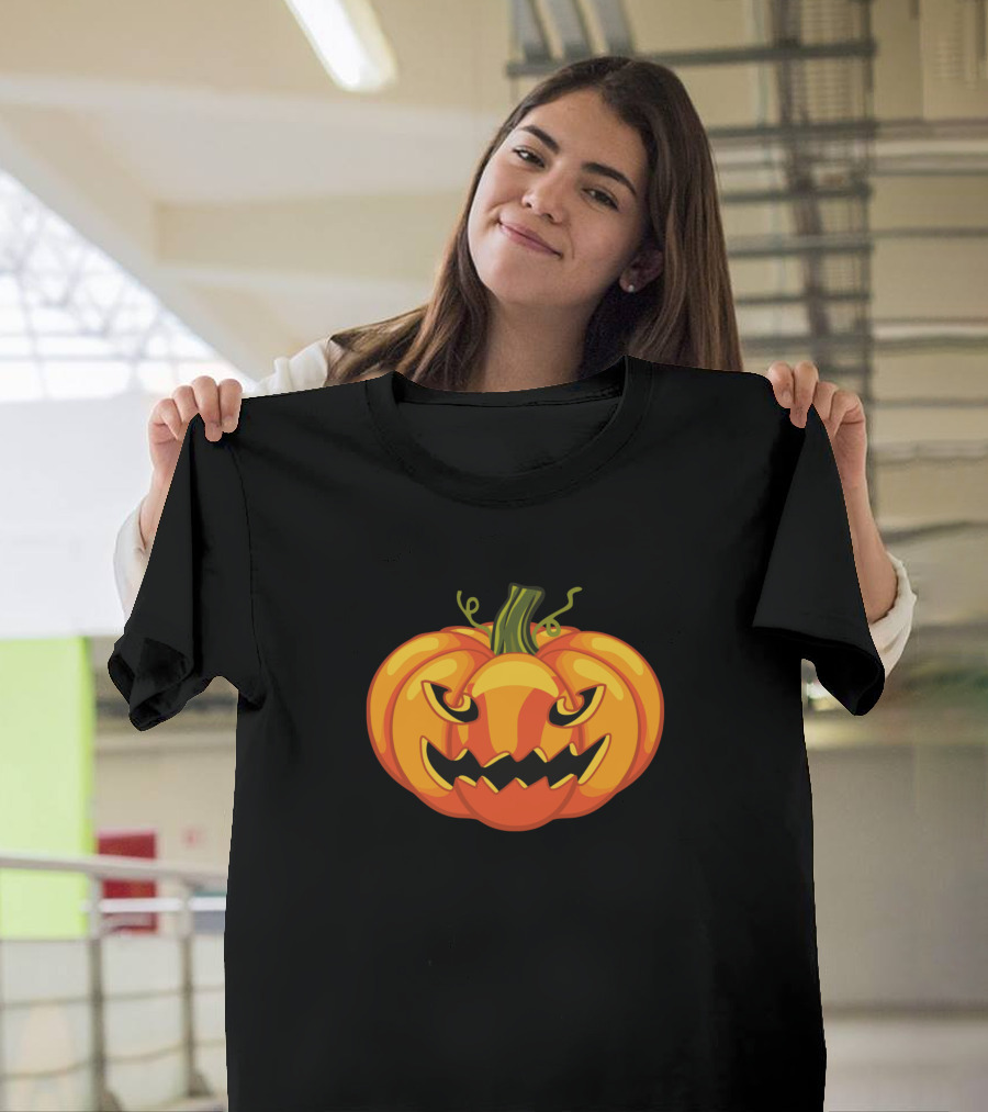 Scary Mr Pumpkin Face With Evil Grin T-Shirt