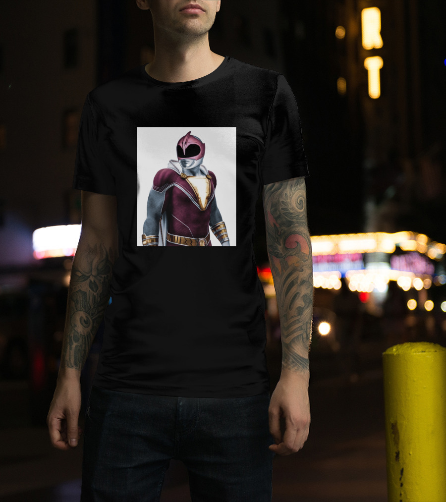 Shazam Pink Superhero Costume Power Rangers Crossover T-Shirt