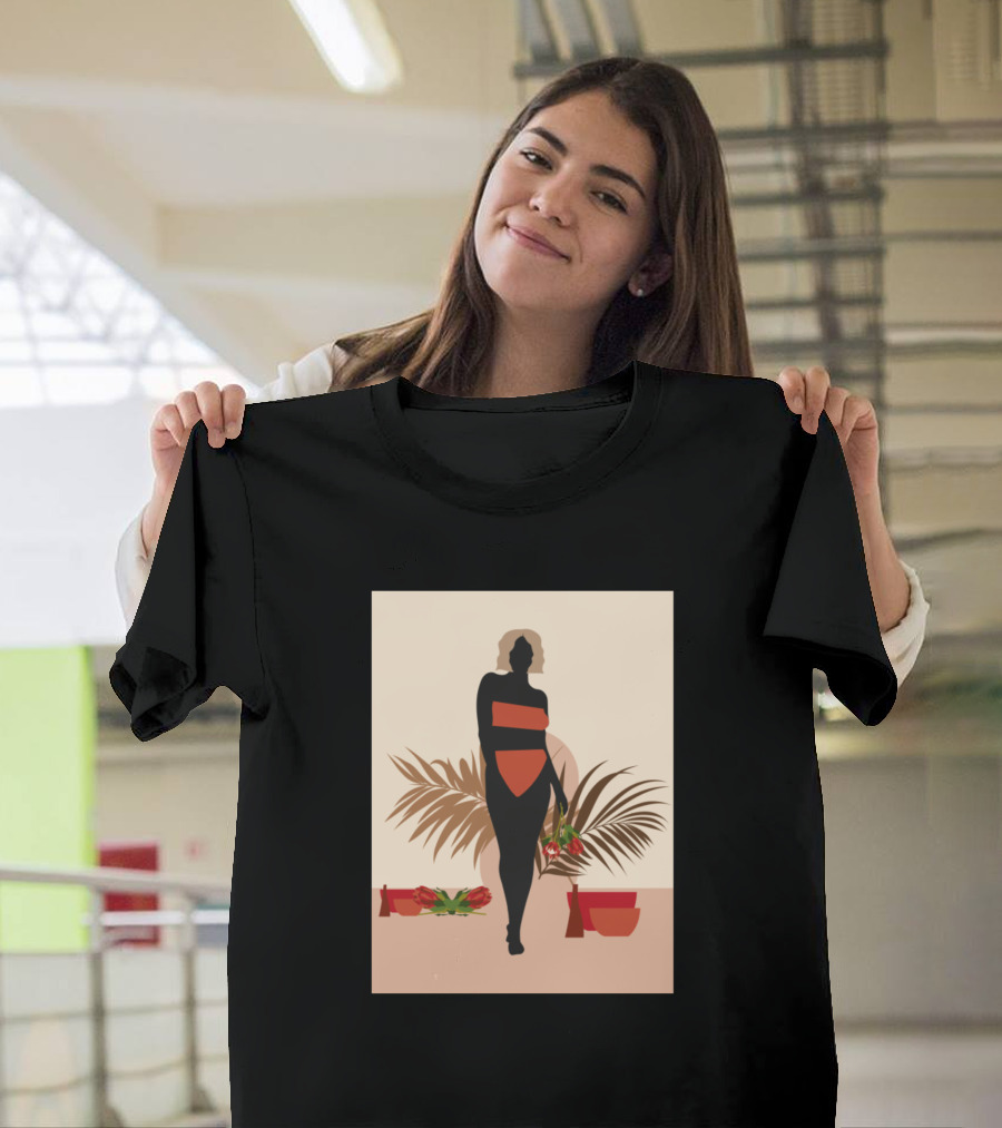 Aura Tropical Silhouette with Palm Leaves and Red Accents T-Shirt