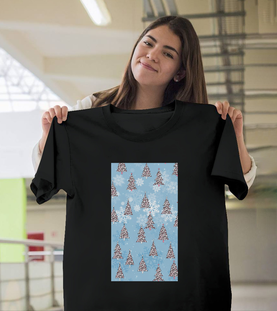 Christmas Trees Leopard and Snowflakes T-Shirt