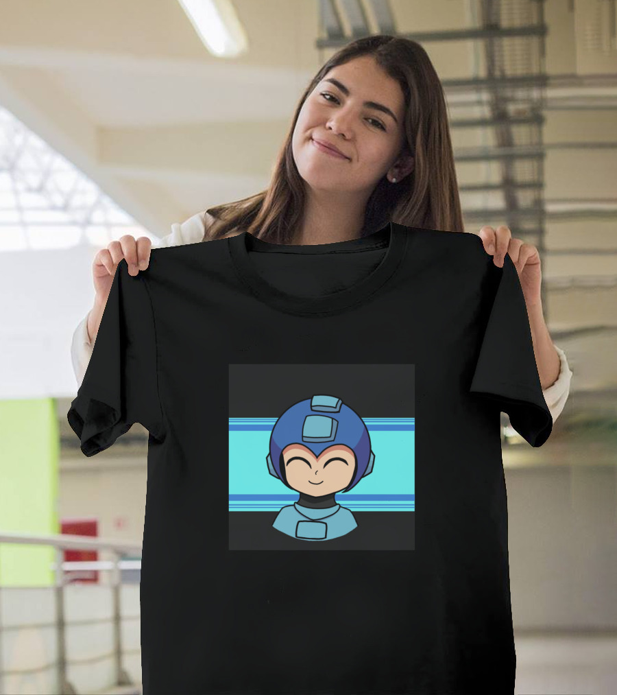 Mega Man Blue Smiling Helmet T-Shirt